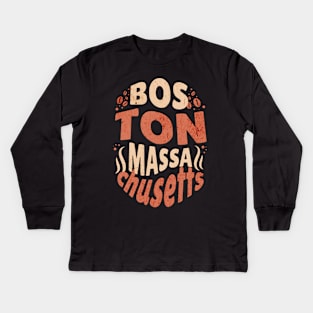 Boston Massachusetts Kids Long Sleeve T-Shirt